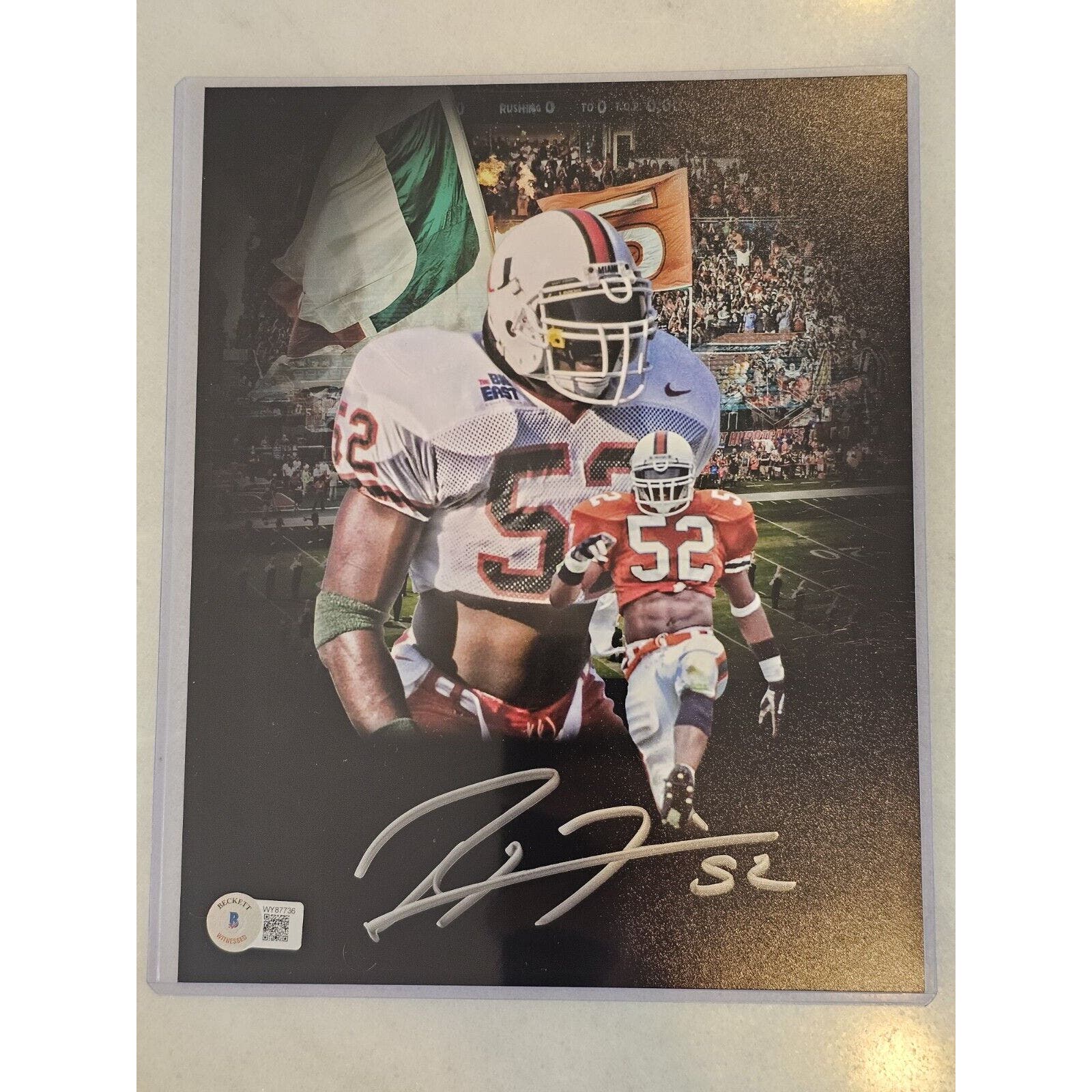 Ray Lewis Autographed/Signed 8x10 Photo Beckett Miami Hurricanes Ravens