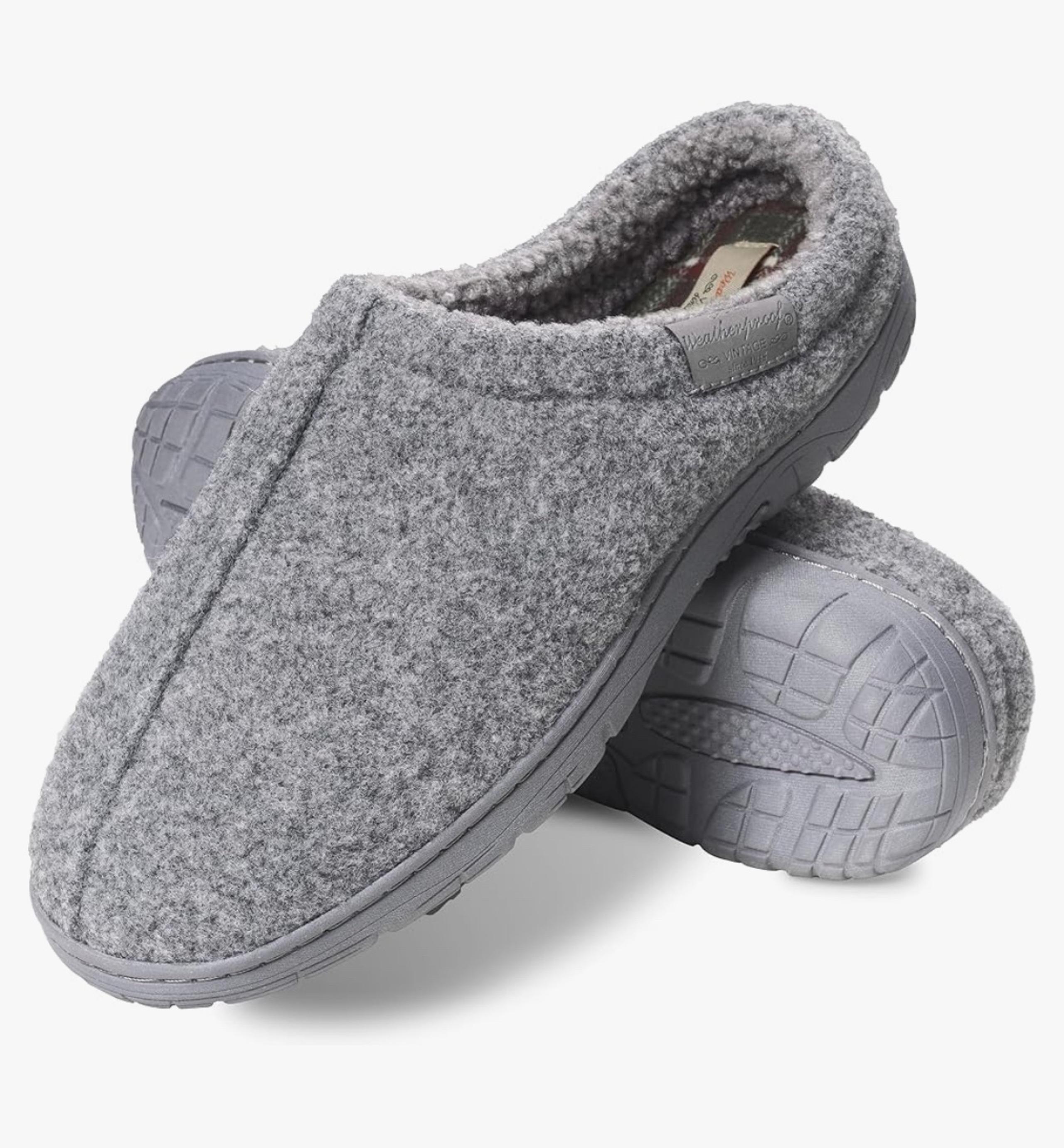 Original Weatherproof Vintage Grey Men Slip On Slippers Memory Foam Sz M 9-10