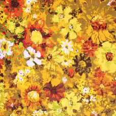 NOS vintage floral tablecloth retro fringed large flower power daisies yellow