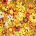 NOS vintage floral tablecloth retro fringed large flower power daisies yellow