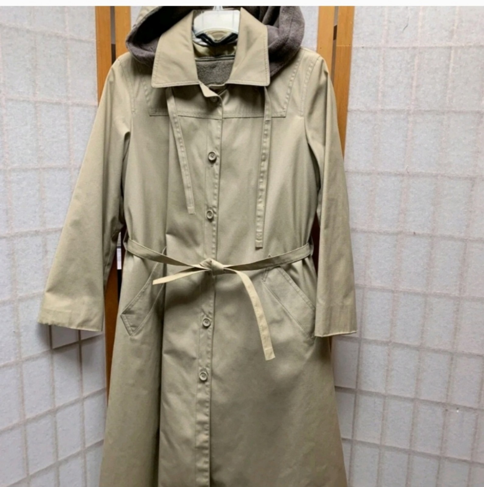 London Fog Women's Long Lined Trench Coat Tan Belted