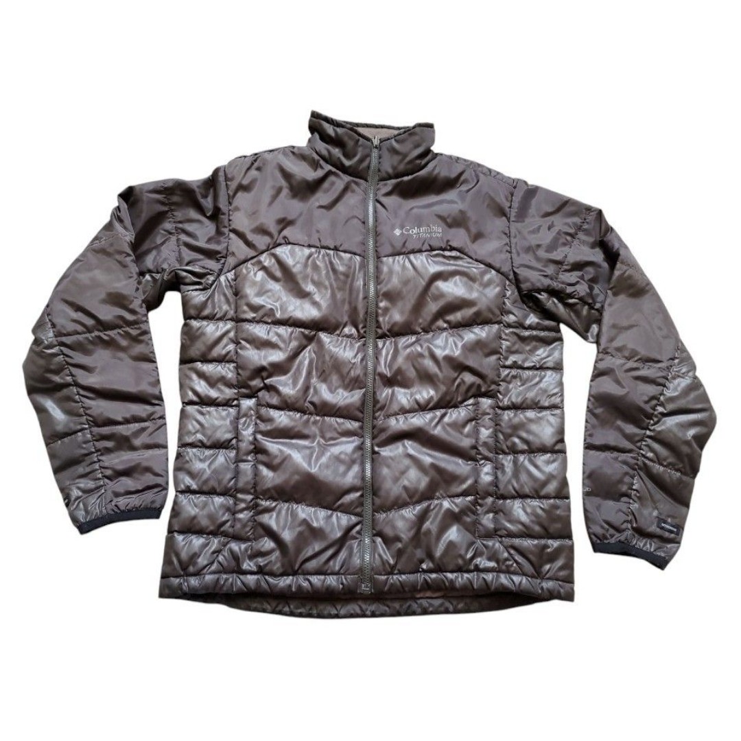 Columbia Titanium Jacket Men Medium Puffer Synthetic Fill Green Wet Look Outdoor