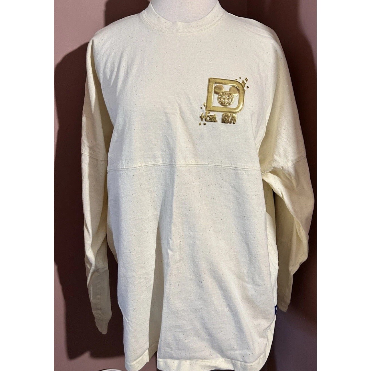 Disneyland GOLD Castle Glitter & Cream Spirit Jersey Sz Large NEW