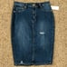 Distressed High-Waist Denim Pencil Skirt