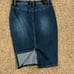 Distressed High-Waist Denim Pencil Skirt