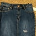 Distressed High-Waist Denim Pencil Skirt