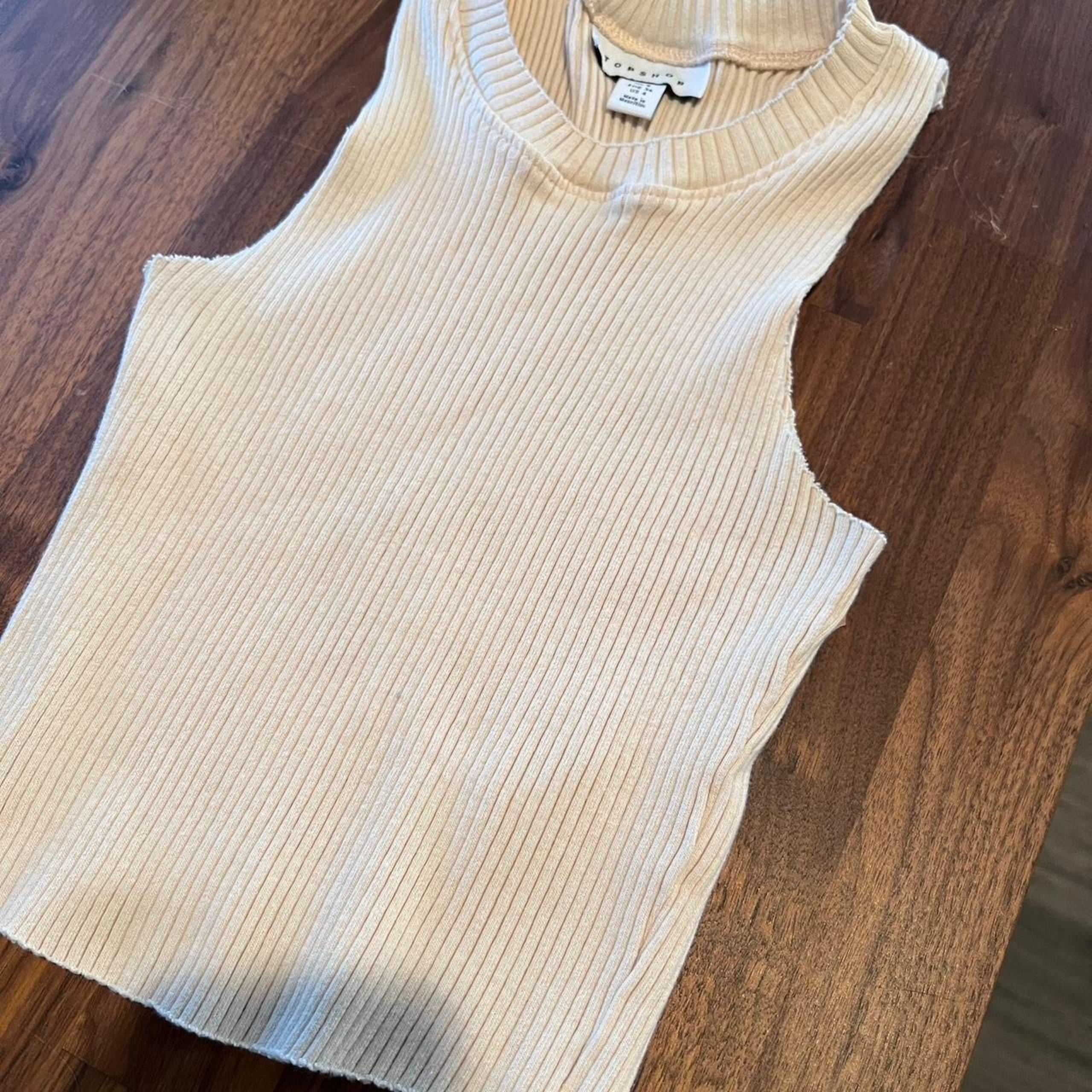 Topshop Women's Tan and Cream Vest