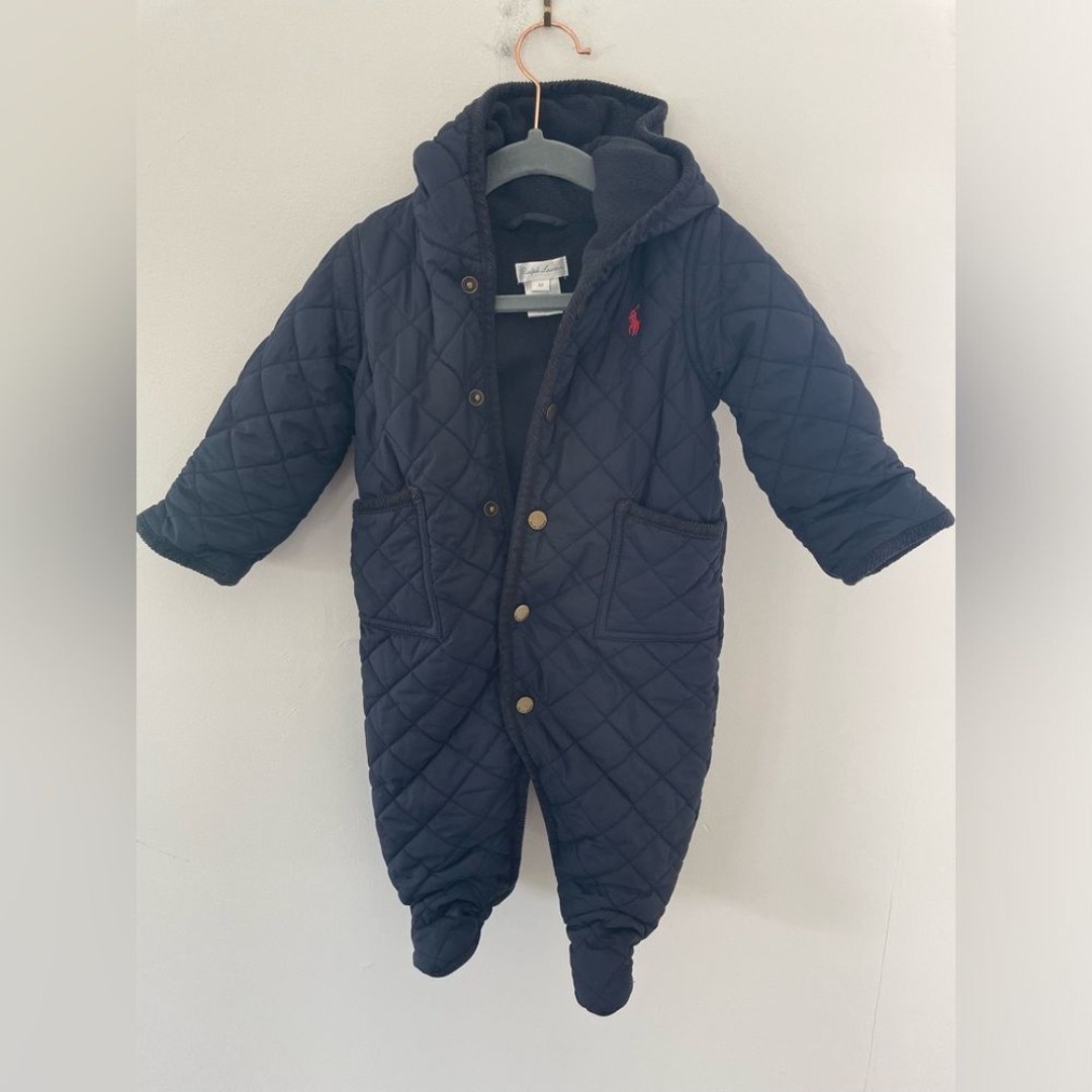 Polo Ralph Lauren Baby Bunting Snow Suit Hooded Jacket Navy Blue 6 Months