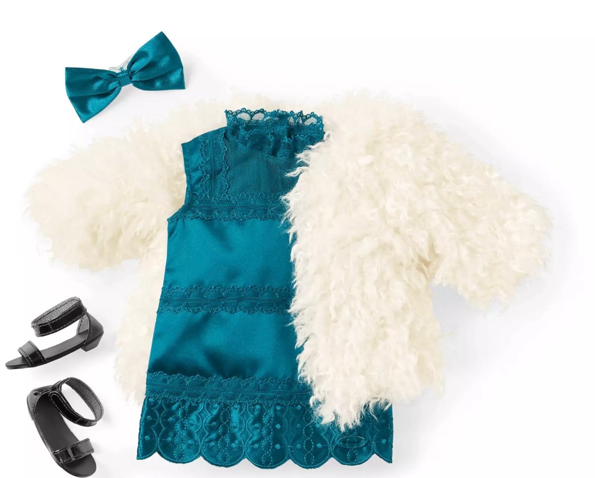 American Girl Claudie’s Flapper Outfit and Fur Coat. BRAND NEW. Sealed in Box.
