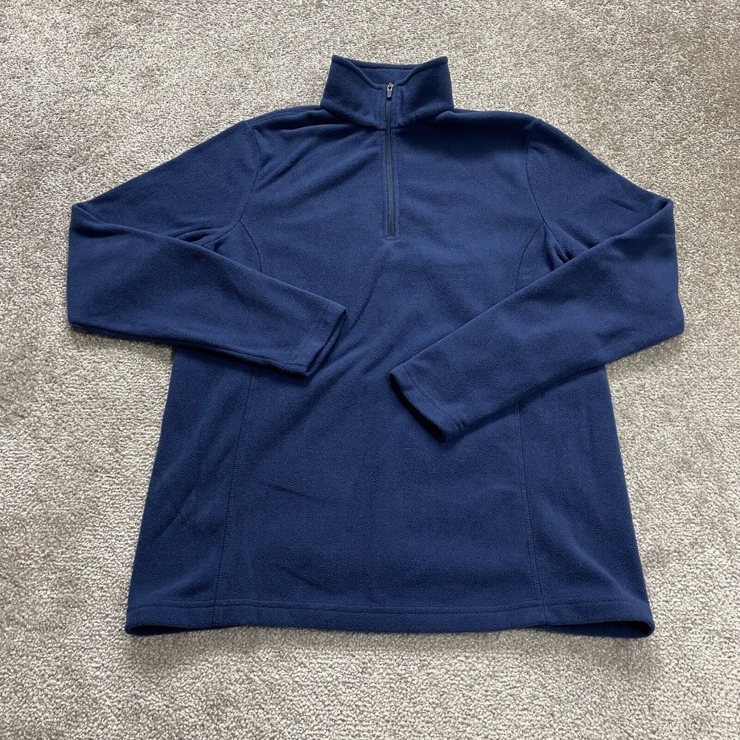 Lands' End Oeko Tex Fleece Jacket Womens Small Blue 1/4 Zip High Neck Outdoor