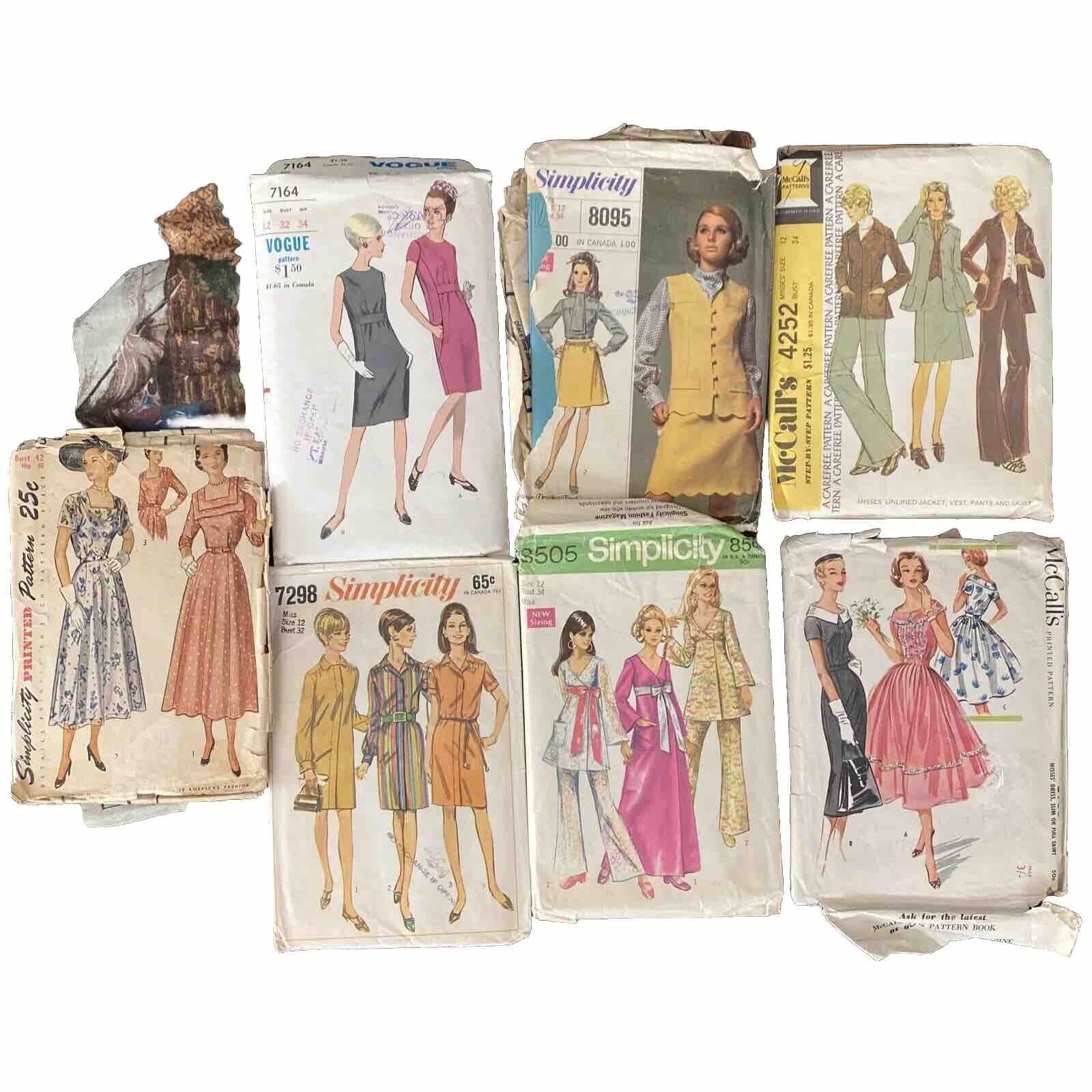 Lot Of 7 Simplicity McCall’s Vogue Patterns 2893 7164 8095 4252 7298 8505 3988