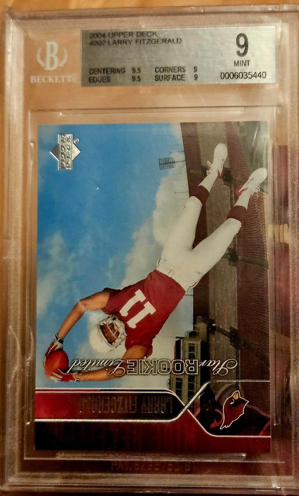 2004 UPPER DECK STAR ROOKIE LIMITED LARRY FIZGERALD #202 BGS 9 CARDINALS