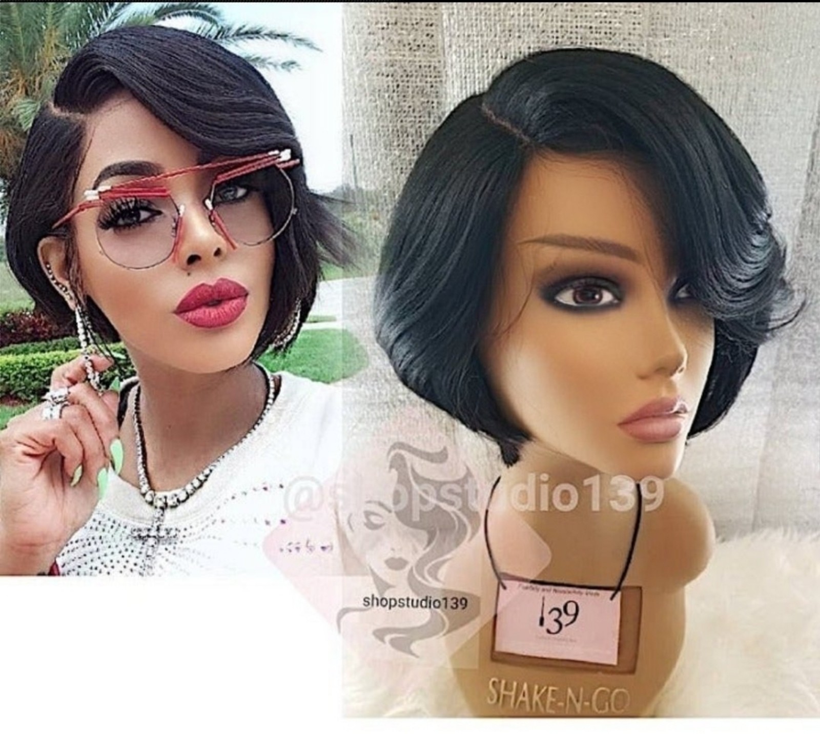 Bob cut wig with deep natural part