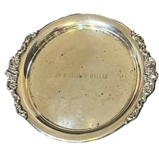 Wallace Silverplate Baroque 9 inch plate 748 engraved 24 K Club of Dallas