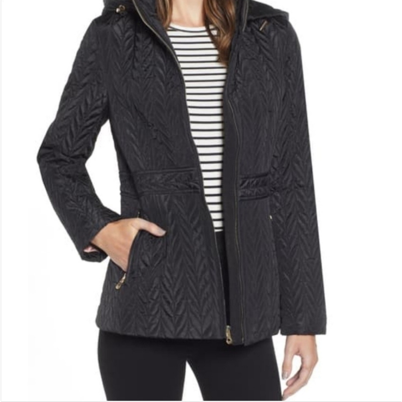 NWT XS Kate Spade Chevron Quilted Jacket