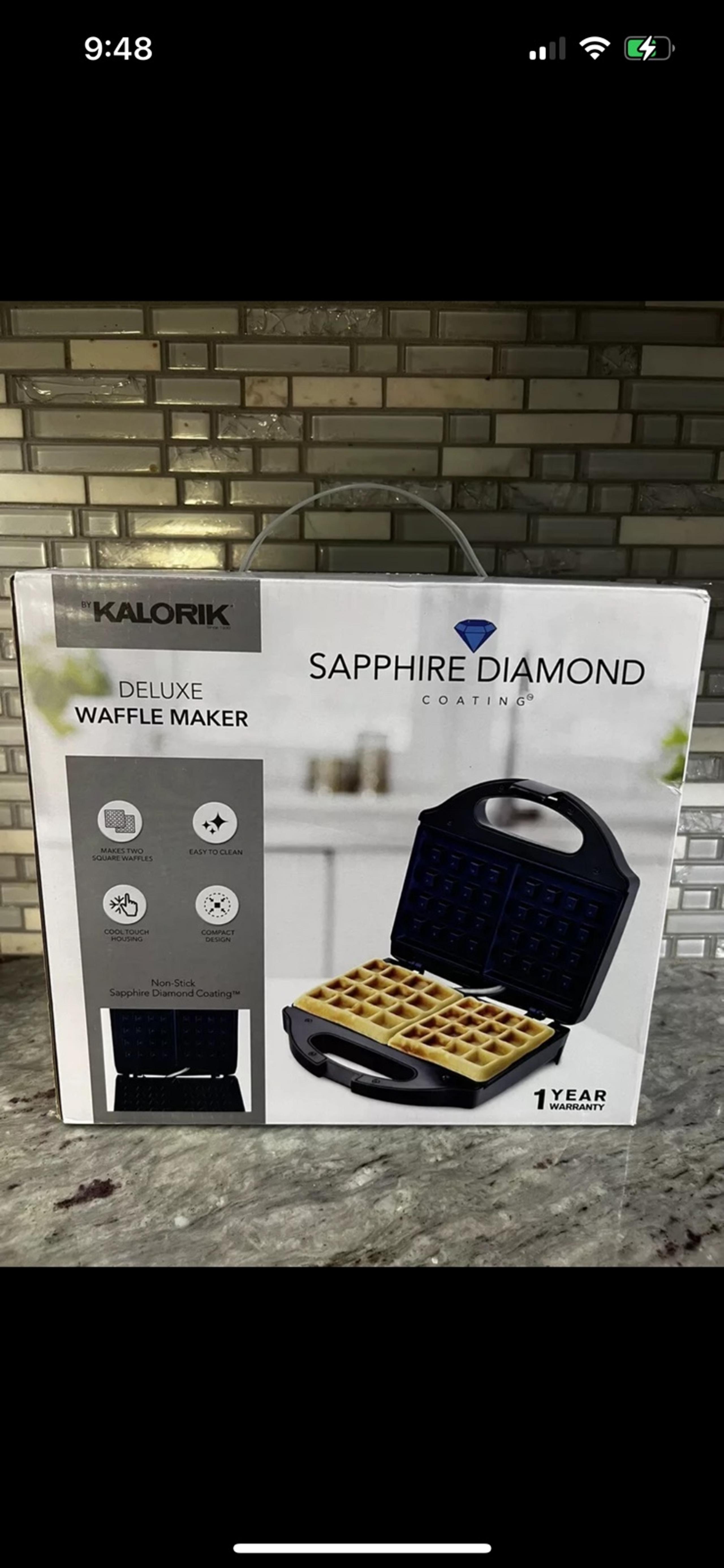 Kalorik Sapphire Diamond Deluxe Waffle Maker NIB Free Shipping