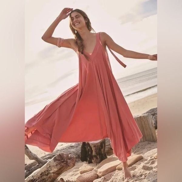 Free People Movement Dark Pink Seven Stars Flowy Boho Onesie Jumpsuit