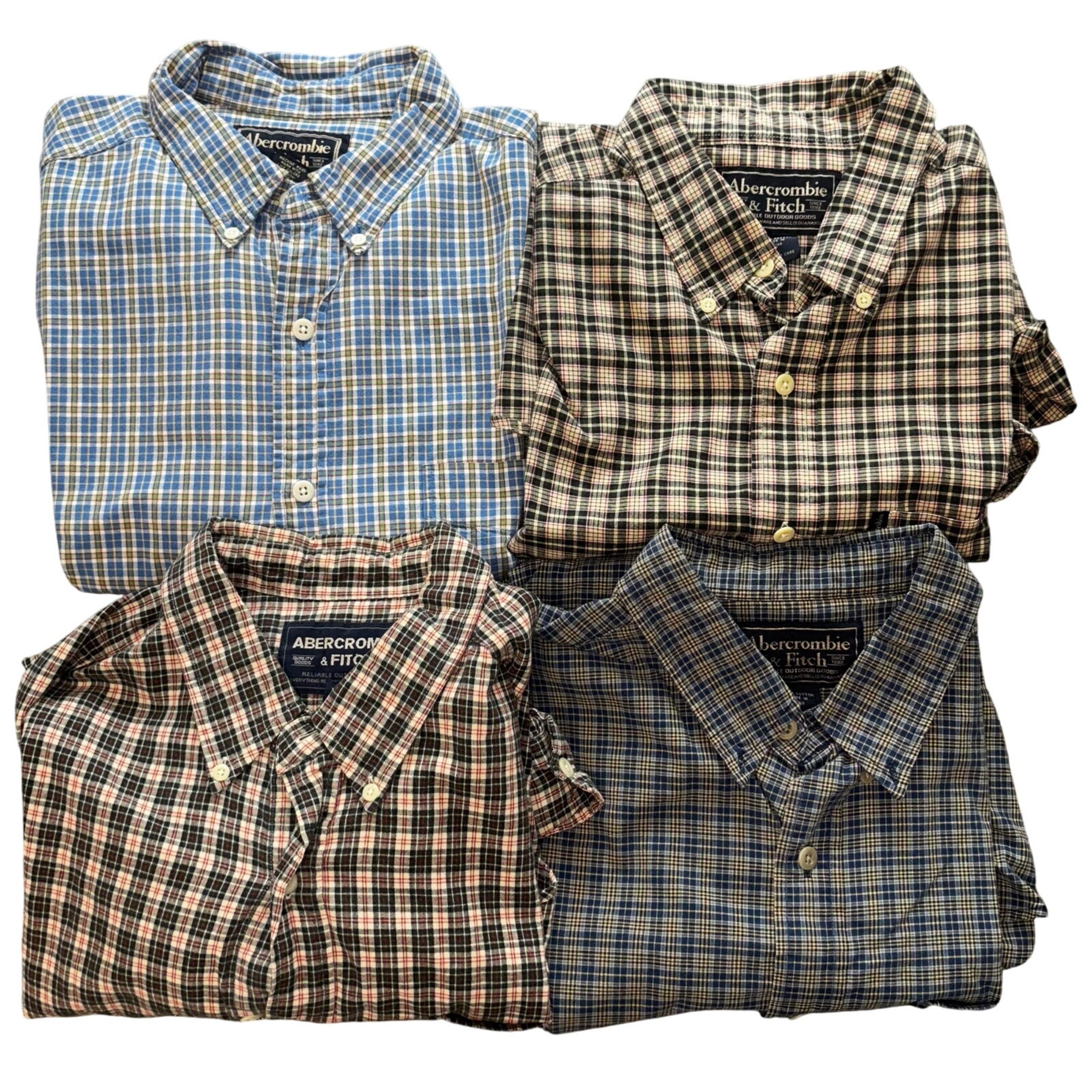 Vintage Abercrombie & Fitch men’s plaid cotton button down shirts lot of 4 large