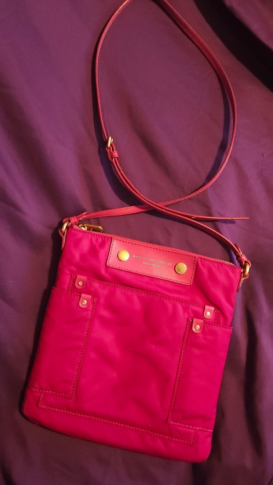 MARC by Marc JACOBS Preppy Nylon Sia Crossbody Bag- Fuschia Pink