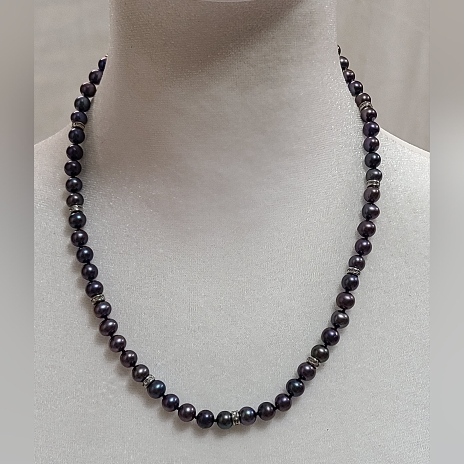 Black Pearl Necklace With Sterling Silver Clasp