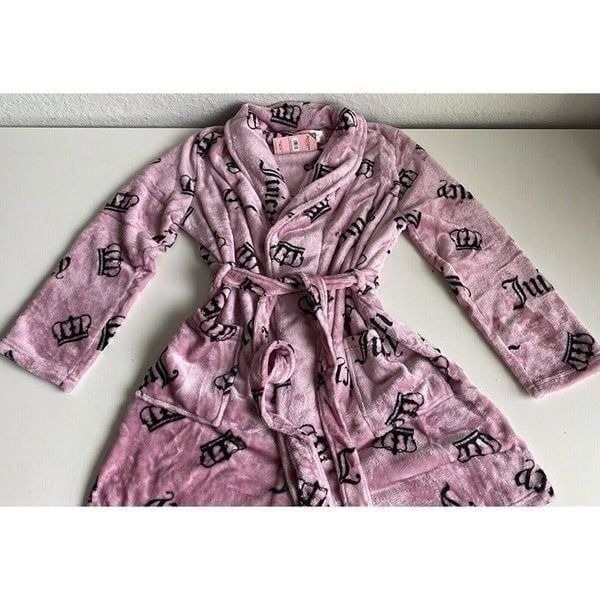 Juicy Couture Luxe Soft Plush Robe Sz L/XL Women's Mauve Crowns JC3310AZ NEW
