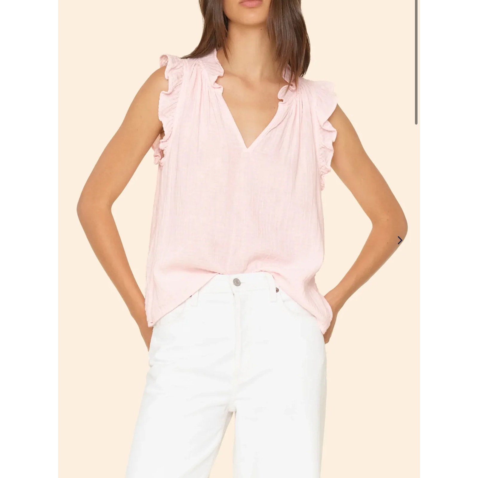 XIRENA Women’s Bex Pink Sleeveless Ruffle Top size large