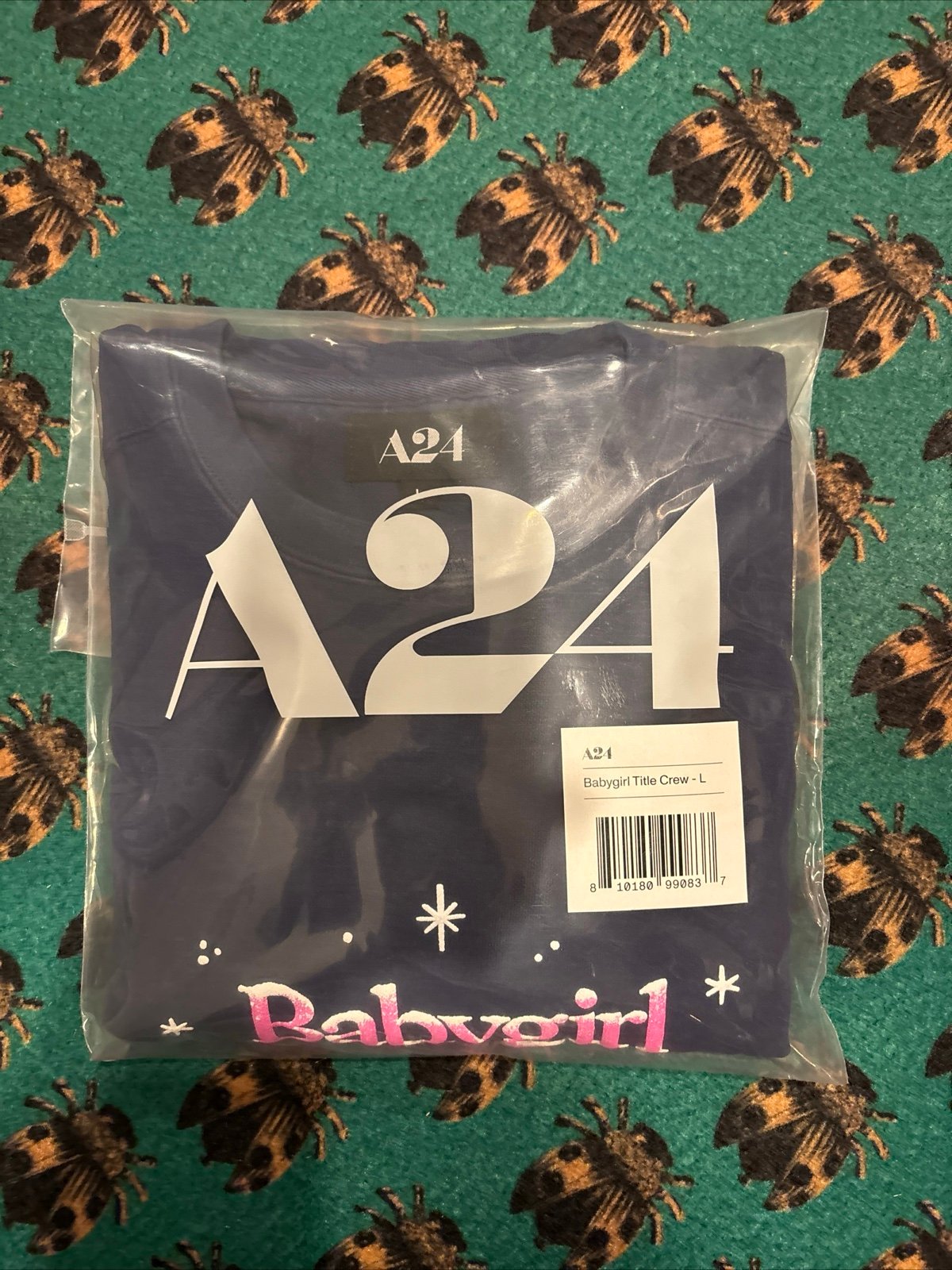A24 2025 Babygirl Holiday Crew Sweater Large L Nicole Kidman Navy Blue Babygirl