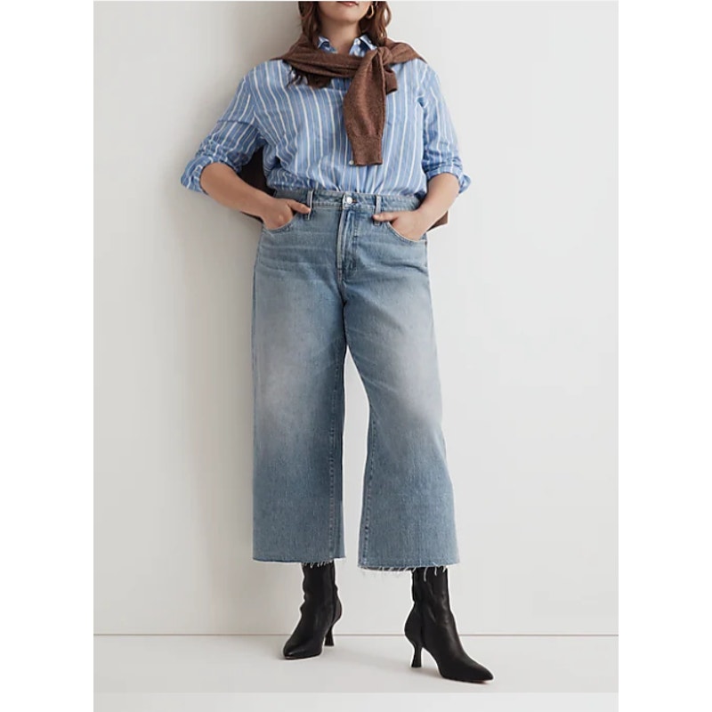 NWT Madewell The Plus Curvy Perfect Vintage Wide-Leg Cropped Jean Size 28W