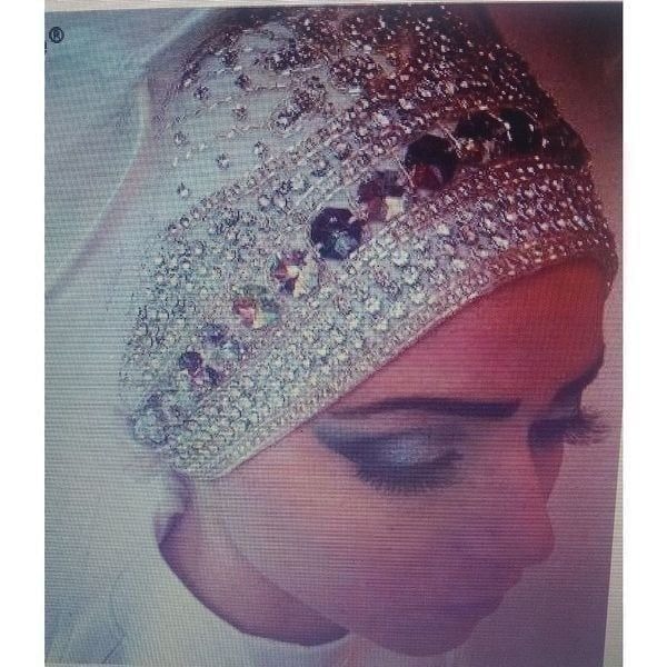 Crystal beaded wedding hijab