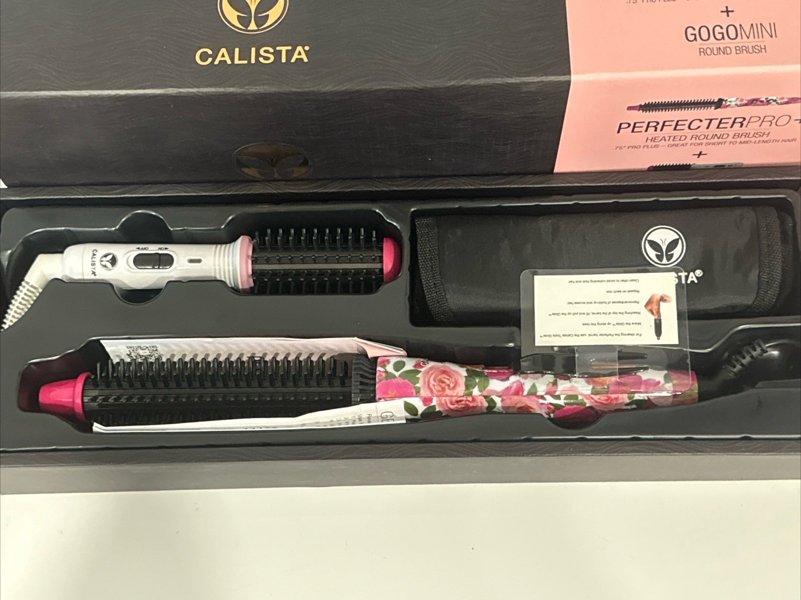 Calista PefecterPro Heated Round Brush + Gogo Mini Brush( Rose white) .75”