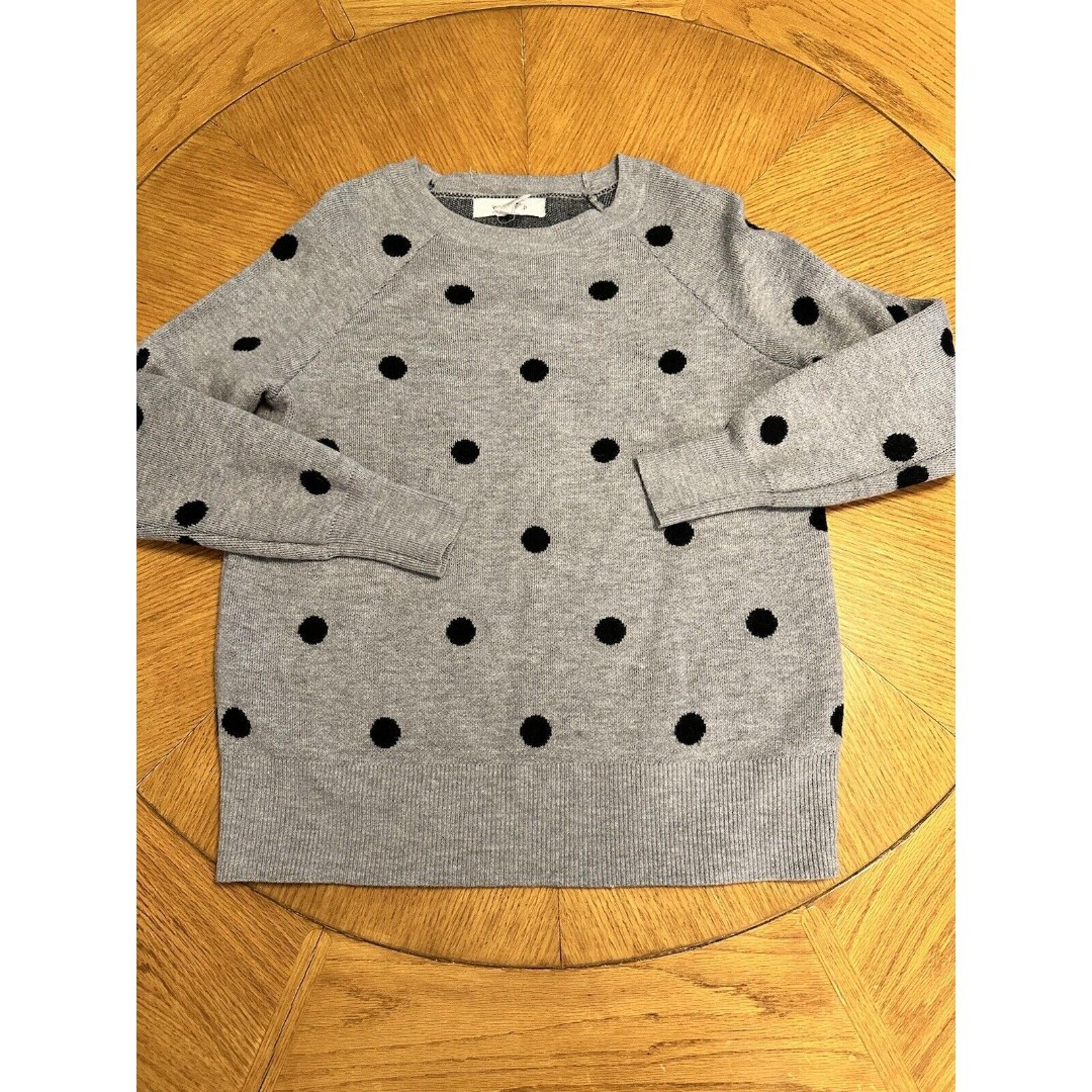 Workshop Republic Women's Polkadot  Gray Long Sleeved Crew Neck Sweater S