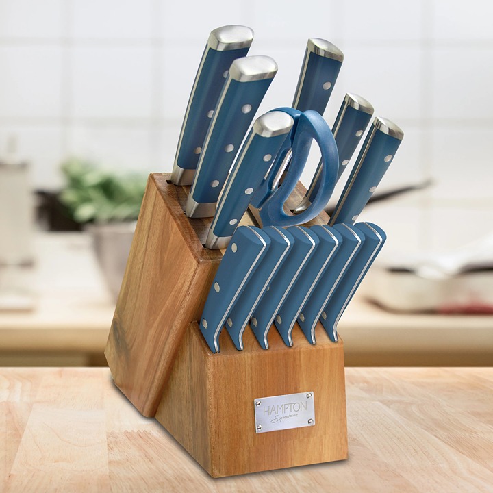 Signature Stellar 14 Piece Knife Block Set, Blue HOME
