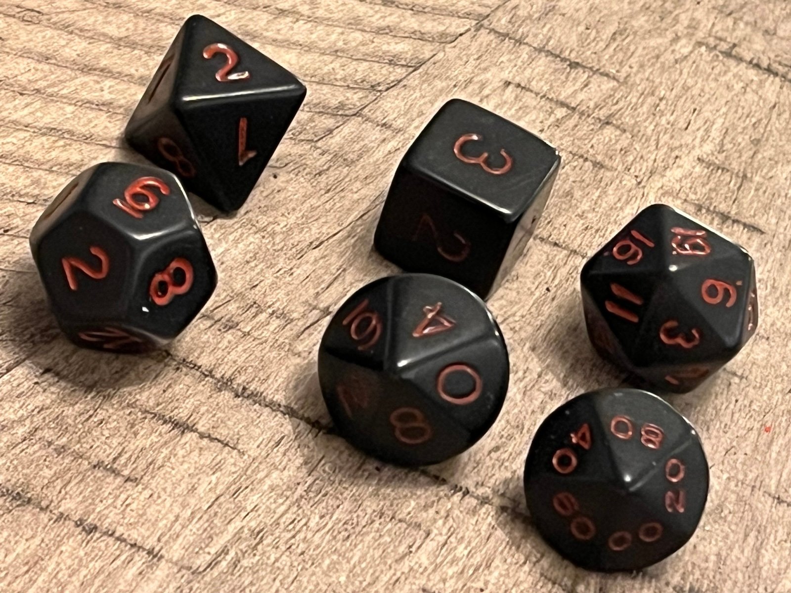 Vintage Armory set black w/ red rpg d&d dice 092524@