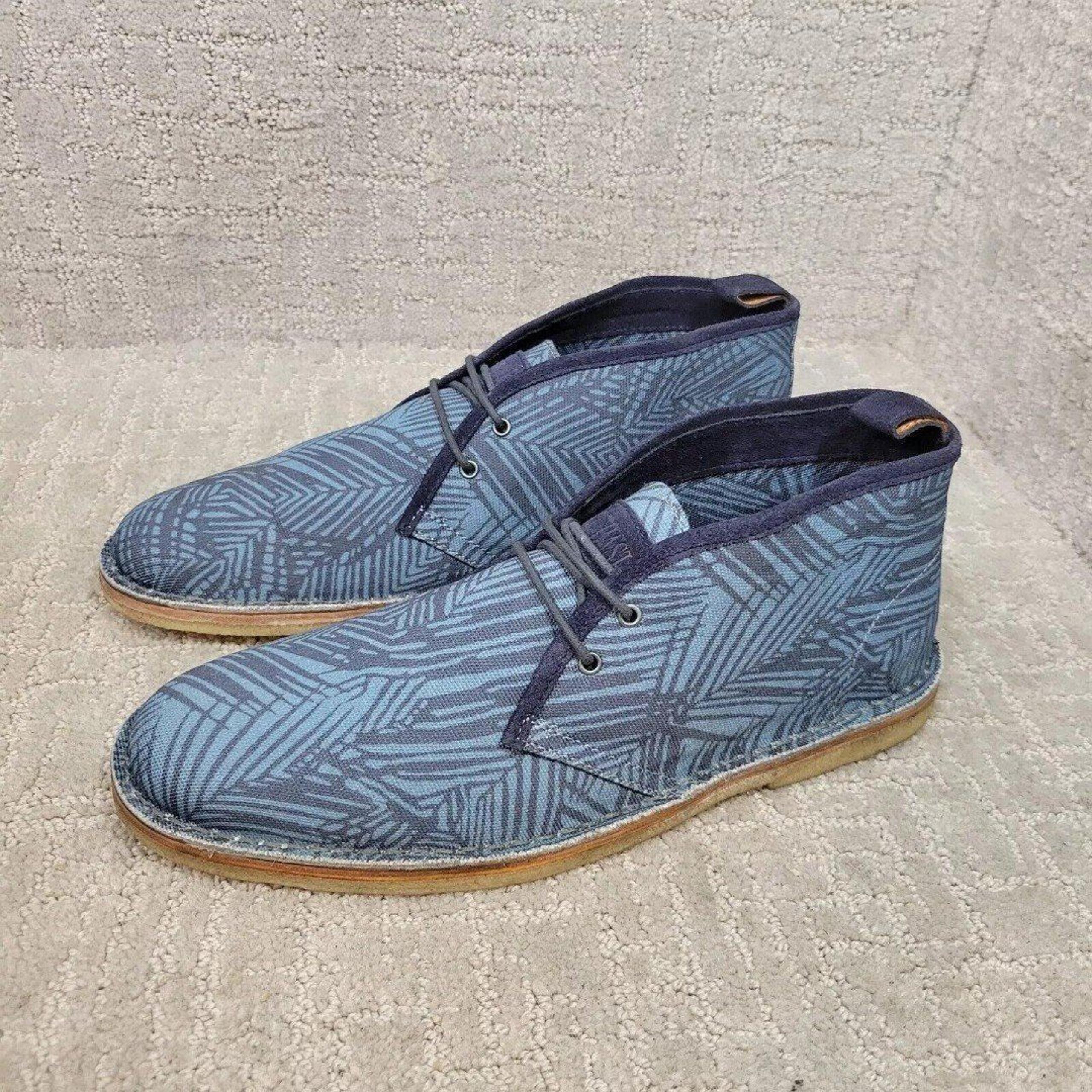Michael Bastian Stitchout Men's Size 7.5 US Blue Leaf Canvas Chukka Boots