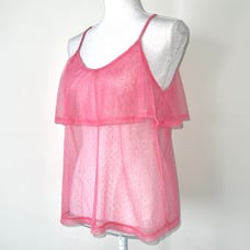 Route 66 Swiss Dot Mesh Babydoll Top