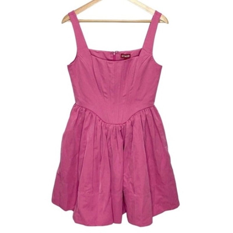 Staud Landscape Mini Dress In Lollipop Pink 8 NWT