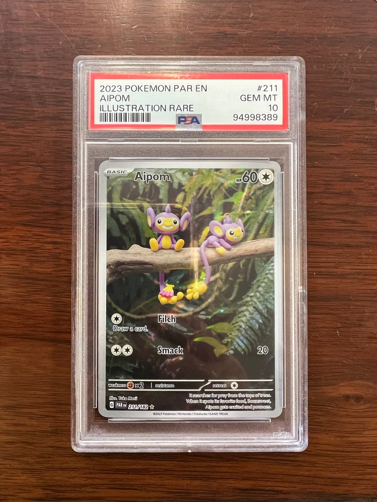 PSA 10 Aipom Illustration Rare #211 2023 Pokemon Paradox Rift