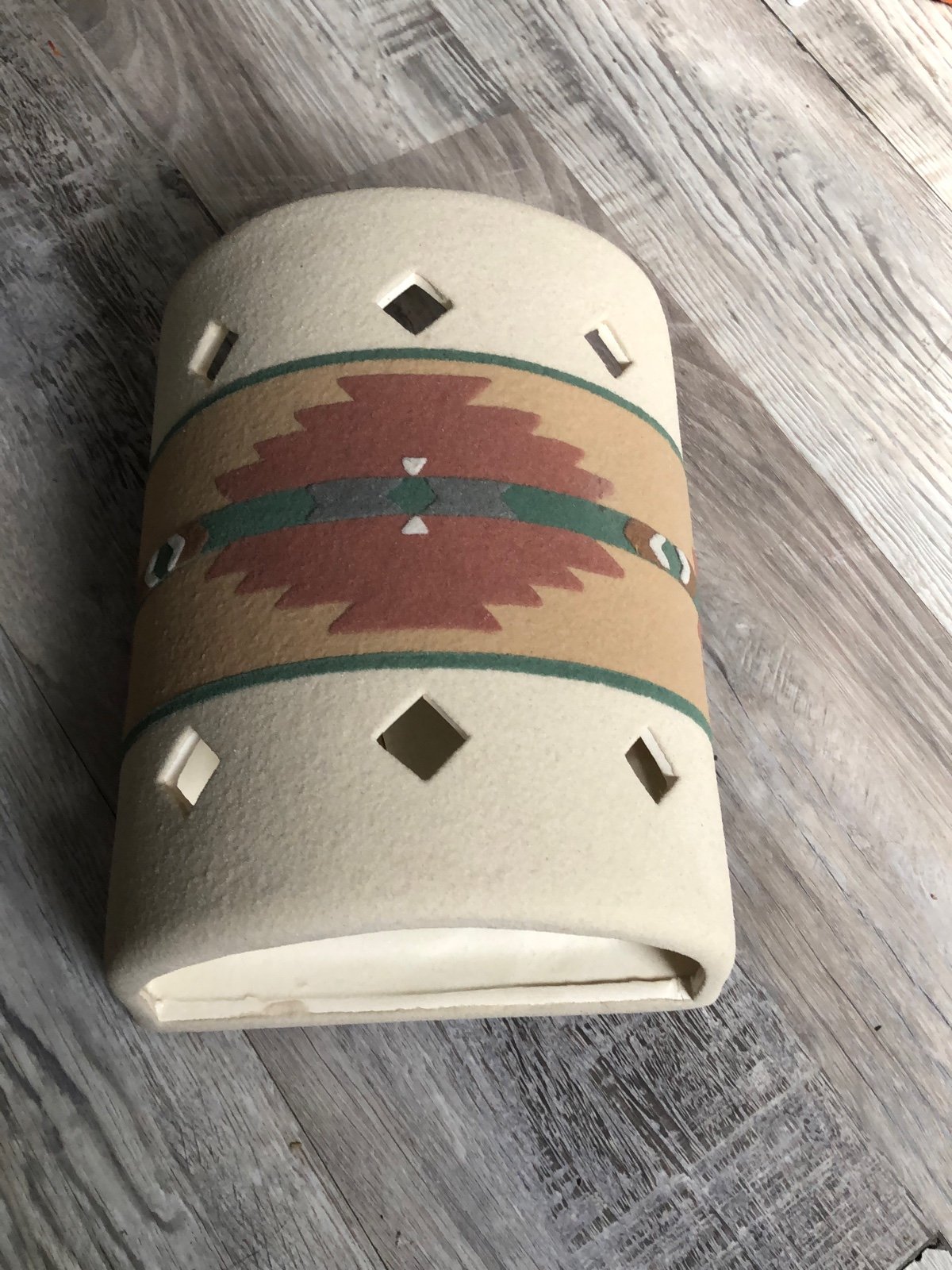 Sand painted Aztec wall sconce !!