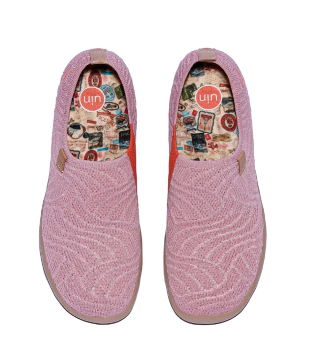 UIN Size 6.5 Slip On Shoes Knitted Upper Loafers Women Flats Pink Waves Toledo