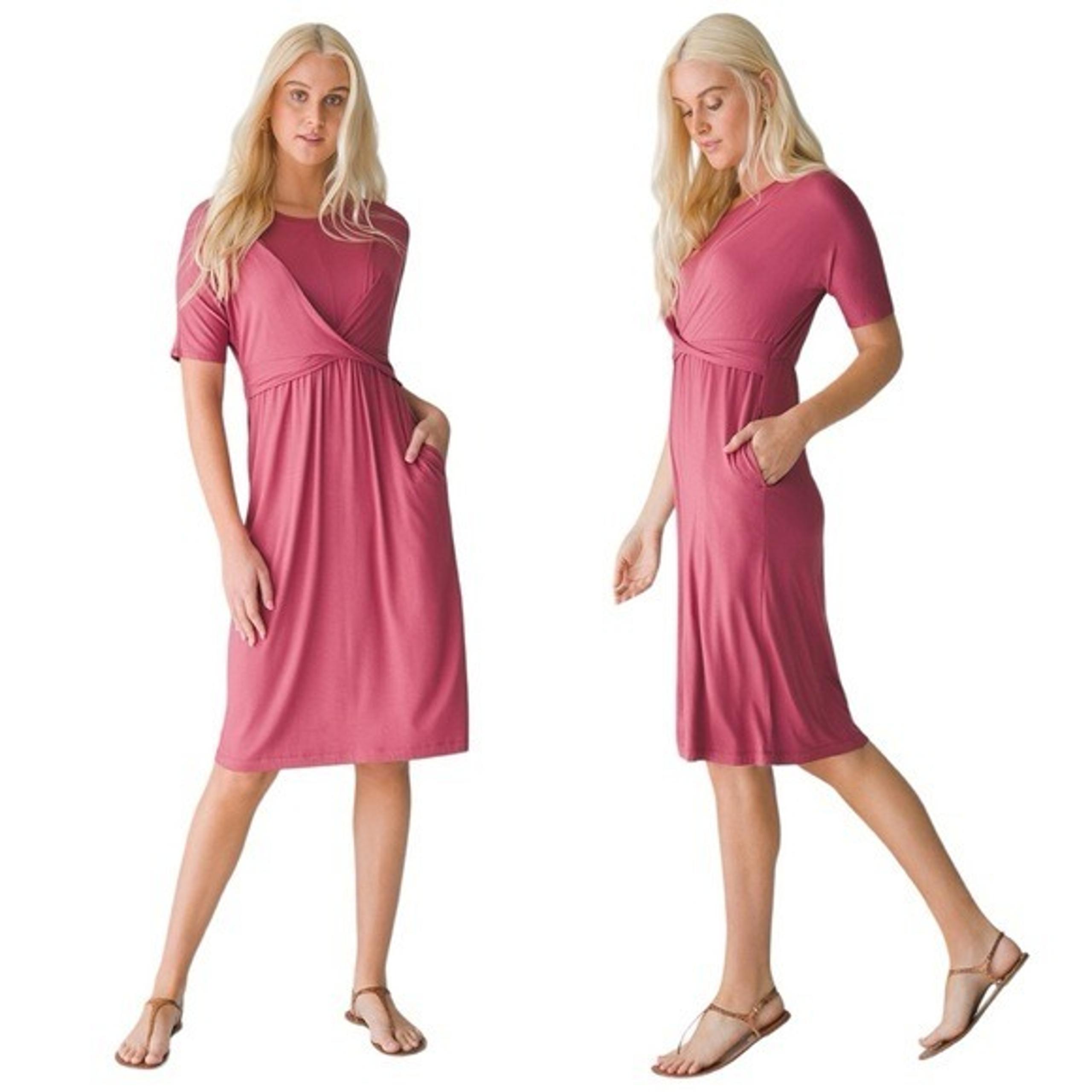 NWT Soma Twist Front Stretch Jersey Short Dress size XL in Honey Rose