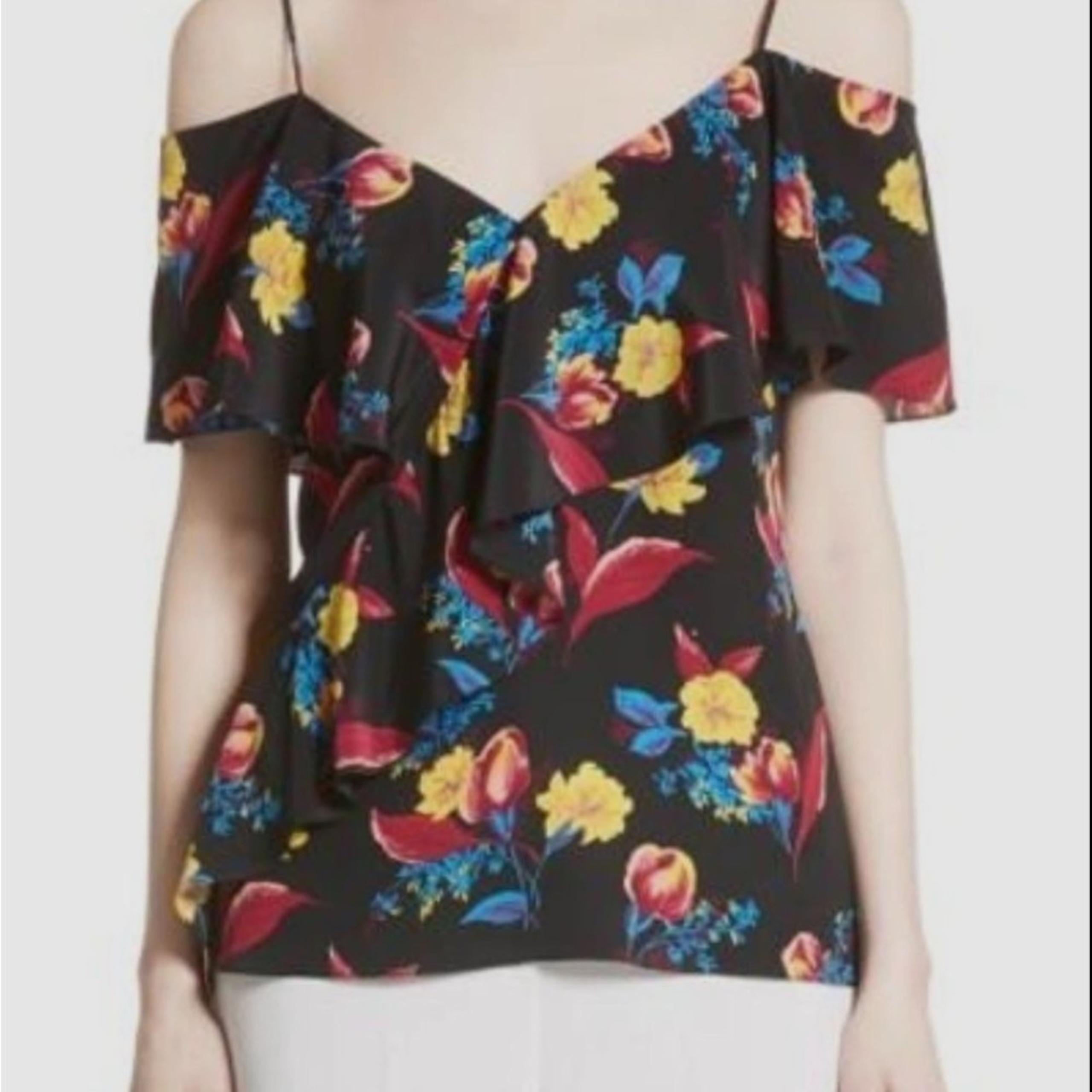 Diane von Furstenberg Women's Blouse Size L Silk Floral Multicolor Feminine