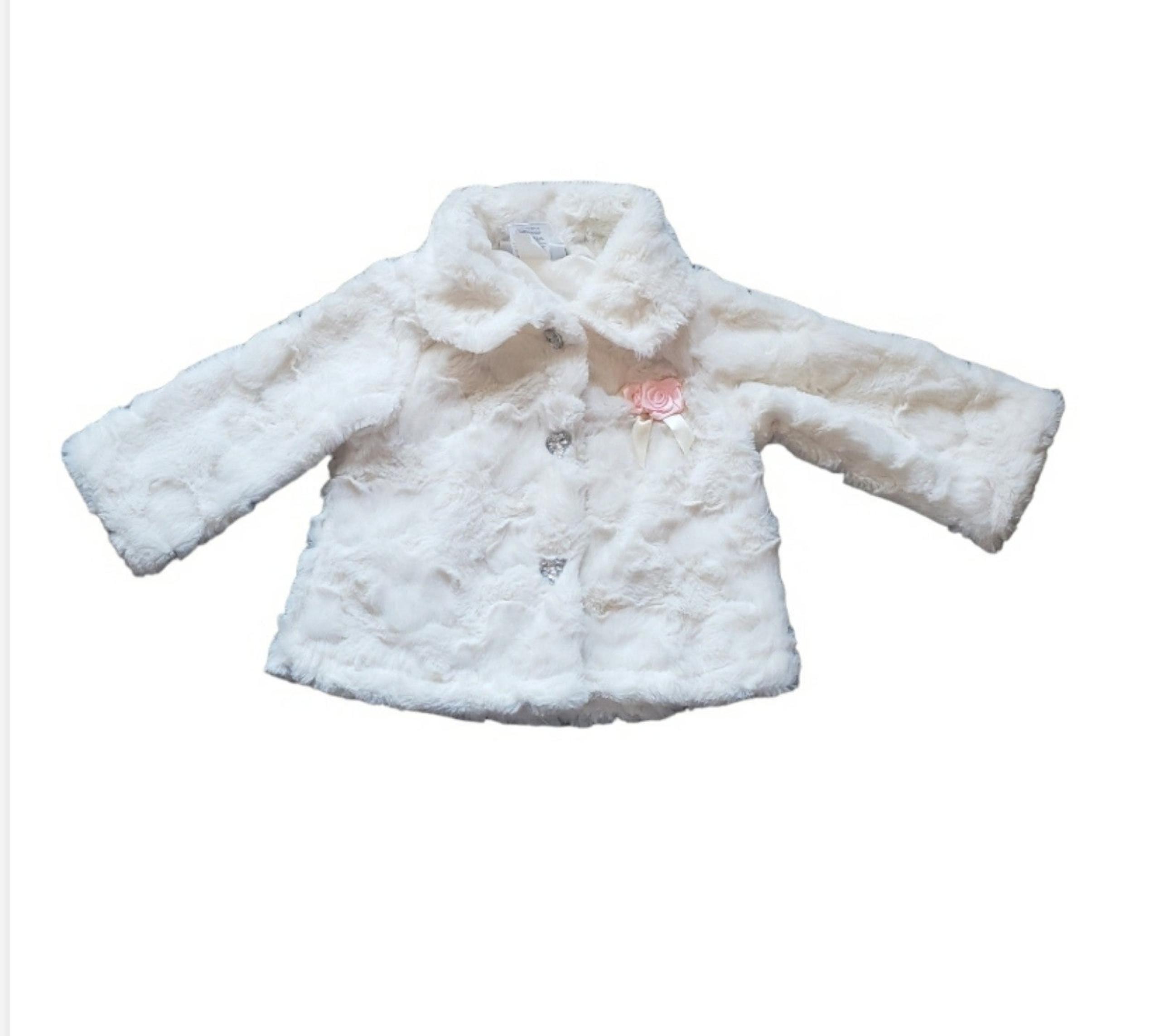 NEW-Baby Mini muffin faux fur coat size 6-9 months