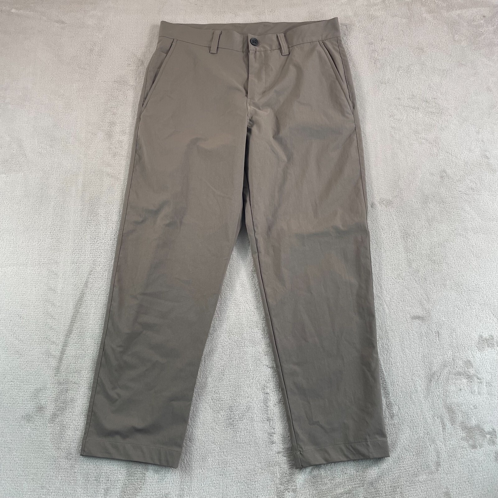 LULULEMON Relaxed Twill Trousers Men 32x28 Brown Tapered Leg Roomy Fit NWOT 128