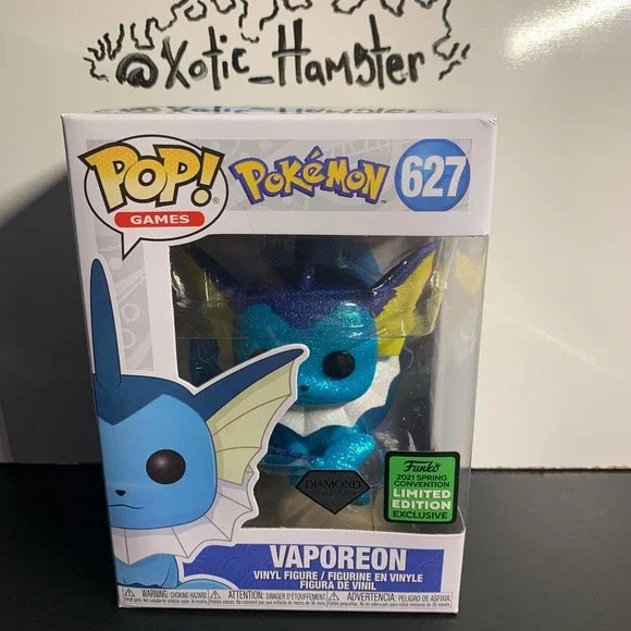 Funko Pop! Games Pokémon 627 Vaporeon Diamond 2021 Spring Convention Sticker