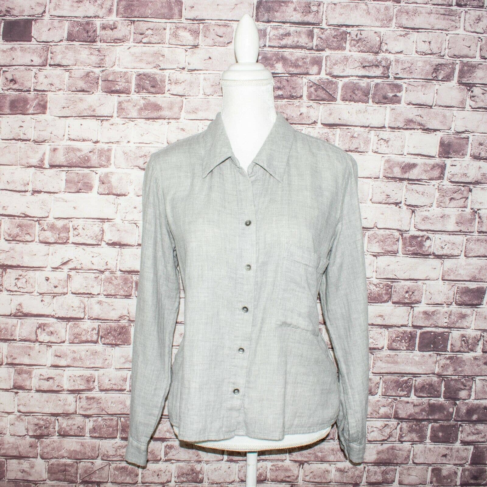 L'AGENCE Women's Button up Flannel Shirt Long Sleeve Gray Cotton Size 8