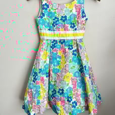 Lilly Pulitzer Colorful Floral Serena Spring Fling A-Line Dress Girls 12