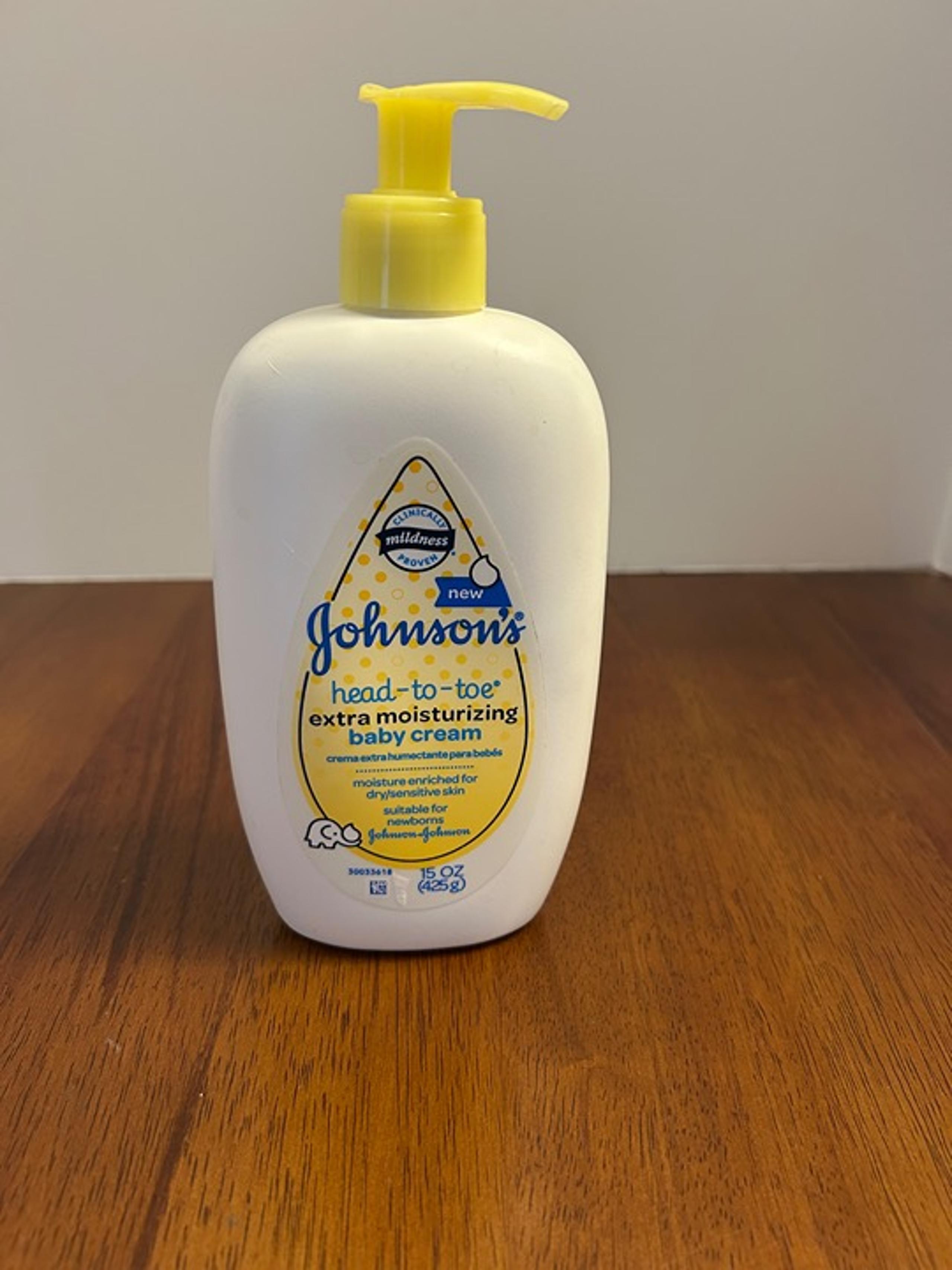 Johnson’s head-to-toe extra moisturizing baby cream 15 oz. Opened bottle partial