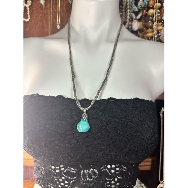 Sterling liquid silver turquoise necklace