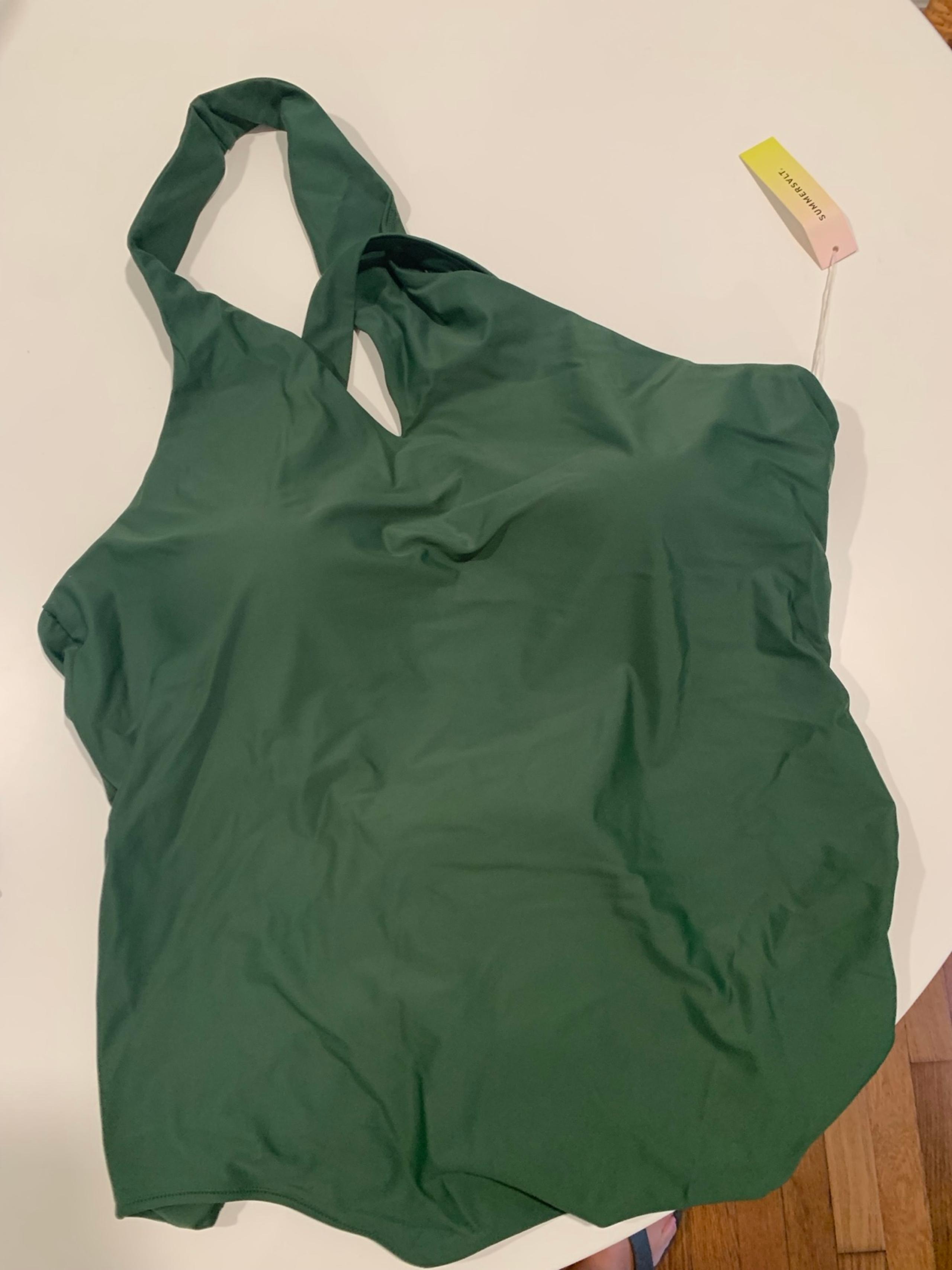 Summersalt Women’s Swimwear Olive Green Cutout Ruched Sidestroke Size 22