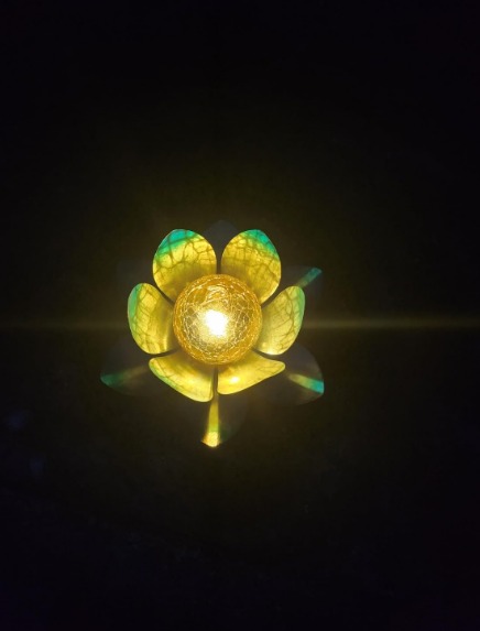Solar Light Outdoor(2Pack), Art Crackle Globe Glass Lotus Decoration, Solar LED